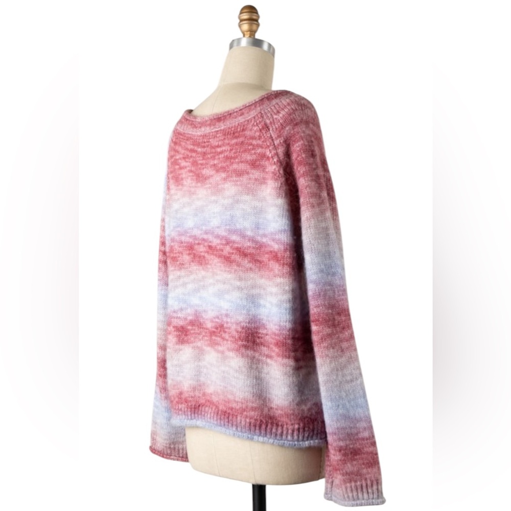 Miracle Scoop Neck Tie-Dye Stripe Pullover Pink & Blue Size Small/Medium Nwt New - Picture 2 of 13